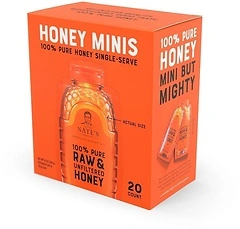 Nate's Honey Minis - 100% Pure, Raw & Unfiltered Honey, 0.49oz Packets, 20ct box