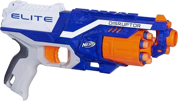 NERF Disruptor Elite Blaster, 6-Dart Rotating Drum, Includes 6 Elite Darts