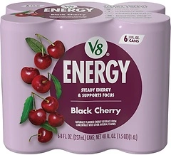 V8 Energy Black Cherry Energy Drink, 8 fl oz Can (6 Pack)