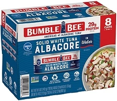 Bumble Bee Solid White Albacore Tuna in Water, 5 oz Can, Pack of 8, 29g Protein