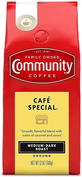Community Coffee Cafe Special Blend, Medium Dark Roast Ground Coffee, 12 oz