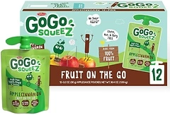GoGo squeeZ Fruit on the Go, Apple Cinnamon, 3.2 oz, 12 Pack, Unsweetened Snacks