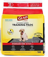 Glad for Pets Black Charcoal Puppy Pads, 23" x 23", 100 Count, Absorb & Neutralize
