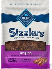 Blue Buffalo Sizzlers Bacon-Style Dog Treats with Real USA Pork, 15 oz Bag