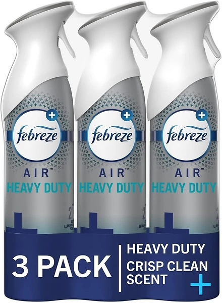 Febreze Air Freshener Spray, Heavy Duty Crisp Clean Scent, 8.8 Oz, 3 Pack