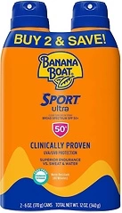 Banana Boat Sport Ultra SPF 50 Sunscreen Spray Twin Pack, 6oz, Water Resistant