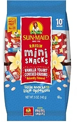 Sun-Maid Vanilla Yogurt Coated Raisins, 10 Pack, 0.5 oz Mini Snack-Size Box