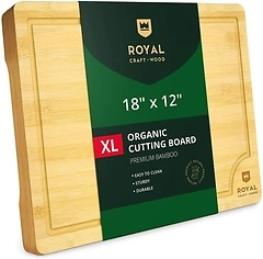 ROYAL CRAFT WOOD Extra Large Bamboo Cutting Board with Deep Juice Groove, 18x12"