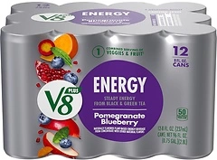 V8 +Energy Pomegranate Blueberry Juice Energy Drink, 8 fl oz Can (12 Pack)