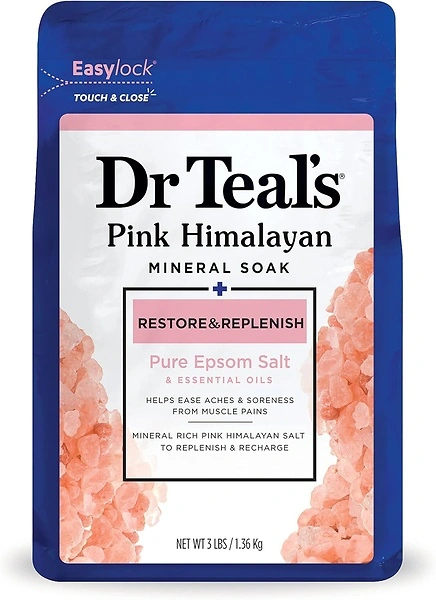 Dr Teal's Epsom Salt Magnesium Soak, Restore & Replenish, Pink Himalayan, 3 lbs