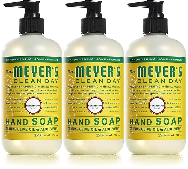 MRS. MEYER'S CLEAN DAY Hand Soap, Essential Oils, Honeysuckle, 12.5 fl. oz, 3 Pack