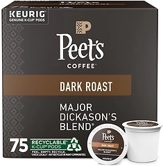 Peet's Coffee, Dark Roast K-Cup Pods - Major Dickason's Blend, 75 Pods