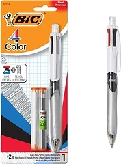 BIC 4-Color 3+1 Ballpoint Pens and Pencil, Medium Point (1.0 mm), Assorted Colors