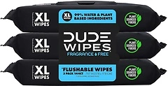 DUDE Wipes Flushable Wipes, 3 Pack, 144 Wipes - Unscented Extra-Large