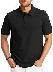 Hanes Men's Short Sleeve X-Temp W/ FreshIQ Polo, Black, Small