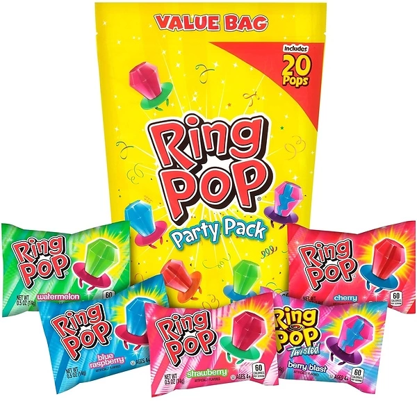 Ring Pop Halloween Variety Candy - 20 Ct Individually Wrapped Lollipops