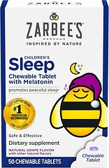 Zarbee's Kids 1mg Melatonin Chewable Tablet, Natural Grape Flavor, Ages 3+, 50 Count