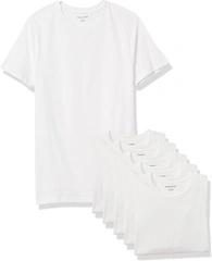 Amazon Essentials Men's Cotton Crew Neck T-Shirts, Pack of 6, White, Large