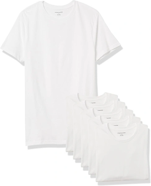 Amazon Essentials Men's Cotton Crew Neck T-Shirts, Pack of 6, White, Large