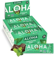 ALOHA Organic Plant Based Protein Bars, Chocolate Mint, 1.98 Oz (Pack of 12)