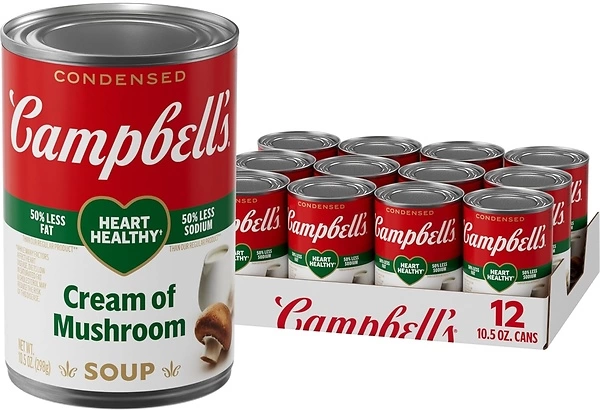 Campbell's Condensed Heart Healthy Cream of Mushroom Soup, 10.5 oz Can (12 Pack)