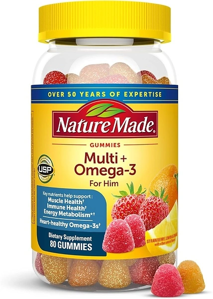 Nature Made Multivitamin for Him with Omega-3, 80 Gummy Vitamins