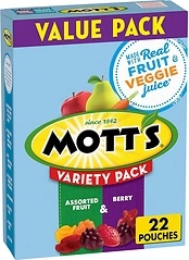 Mott's Fruit Flavored Snacks, Assorted Fruit and Berry, 22 Pouches, 17.6 oz