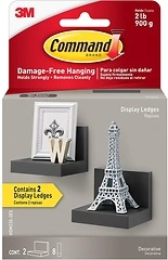 Command Display Ledges, Holds up to 2 lb, Slate, 2 Ledges with 8 Strips