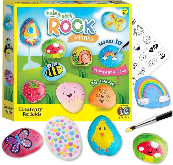 Creativity For Kids Hide and Seek Rock Painting Kit, Arts and Crafts for Kids 6-8+