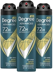 Degree Men Antiperspirant Deodorant Dry Spray, Sport Defense, 3 Count, 3.8 oz