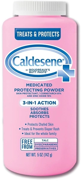 Caldesene Medicated Protecting Body Powder with Zinc Oxide and Cornstarch, Talc Free, 5 Oz