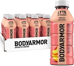 BODYARMOR LYTE Sports Drink, Peach Mango, Coconut Water, 16 Fl Oz, 12 Pack
