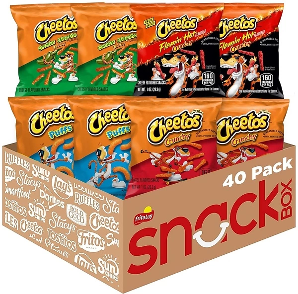 Cheetos Cheese Flavored Snacks, Variety Pack, (Pack of 40)