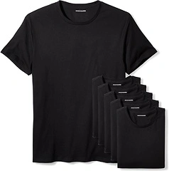 Amazon Essentials Men's Cotton Crew Neck T-Shirts, Pack of 6, Black, X-Small