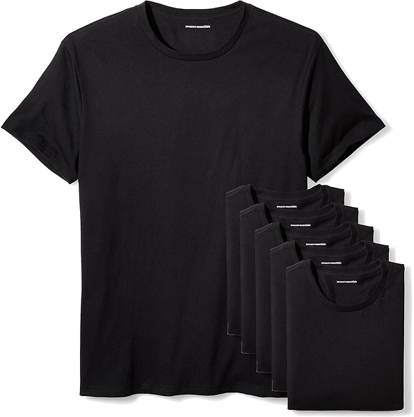 Amazon Essentials Men's Cotton Crew Neck T-Shirts, Pack of 6, Black, X-Small