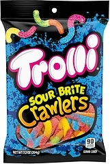 Trolli Sour Brite Crawlers, Candy, Cherry-Lemon, Strawberry-Grape & Orange-Lime, Sweet and Sour, Gummy Worms, 7.2 oz