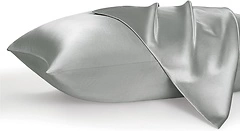 Bedsure Satin Pillowcase for Hair and Skin, Queen, Silver Grey, Set of 2