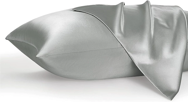 Bedsure Satin Pillowcase for Hair and Skin, Queen, Silver Grey, Set of 2
