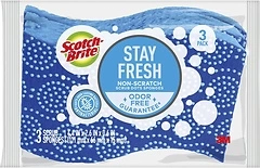 Scotch-Brite Scrub Dots Non-Scratch Scrub Sponge, Rinses Clean, 3 Sponges