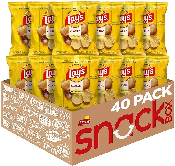 Lay's Potato Chips, Classic, 1 Ounce (Pack of 40)