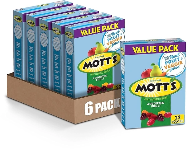 Mott's Fruit Flavored Snacks, Assorted Fruit, 22 Pouches, 17.6 oz, Value Pack