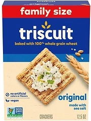 Triscuit Original Whole Grain Wheat Crackers, Vegan, Family Size, 12.5 oz