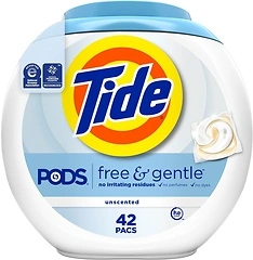 Tide PODS Free & Gentle Laundry Detergent Soap Pacs, 42 Count
