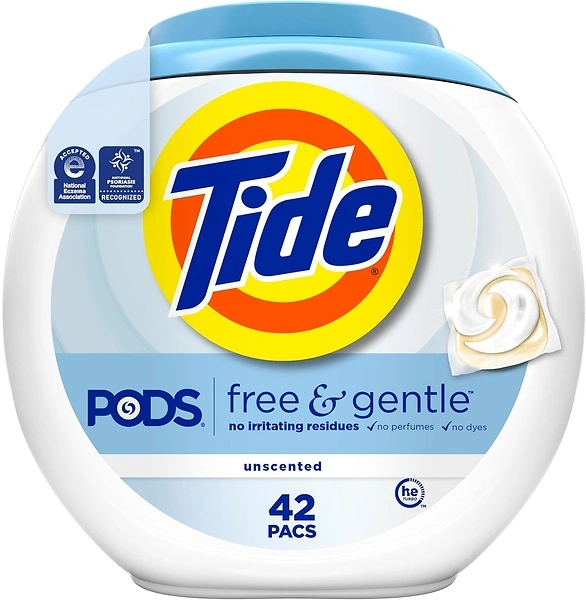 Tide PODS Free & Gentle Laundry Detergent Soap Pacs, 42 Count