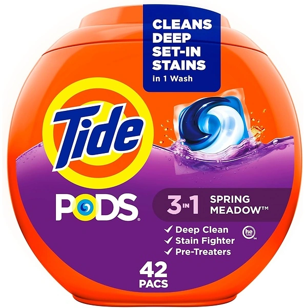 Tide PODS 3-in-1 Laundry Detergent Pacs, 42 Count, Spring Meadow Scent