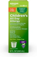 Amazon Basic Care Allergy Relief for Children, Cetirizine Hydrochloride, 8 fl oz