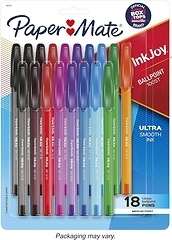 Paper Mate InkJoy 100ST Ballpoint Pens, Medium Point (1.0mm), Assorted, 18 Count