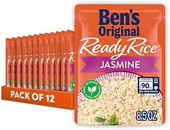 BEN'S ORIGINAL Ready Rice Jasmine Rice, Easy Dinner Side, 8.5 oz Pouch (Pack of 12)