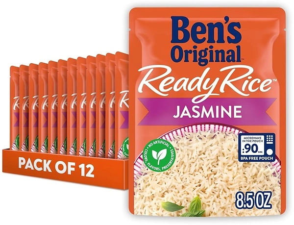 BEN'S ORIGINAL Ready Rice Jasmine Rice, Easy Dinner Side, 8.5 oz Pouch (Pack of 12)