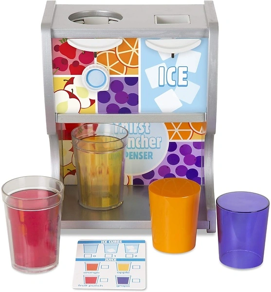 Melissa & Doug Wooden Drink Dispenser With Cups, Juice Inserts, Ice Cubes